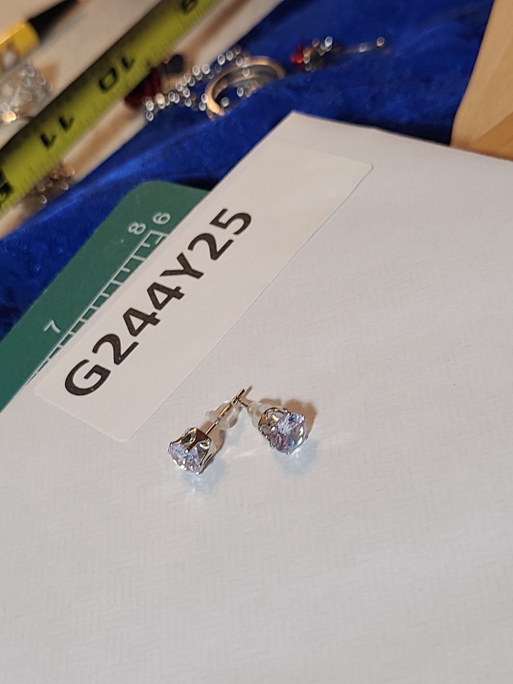 Silver Heart CZ Stud Earrings - White Sparkle